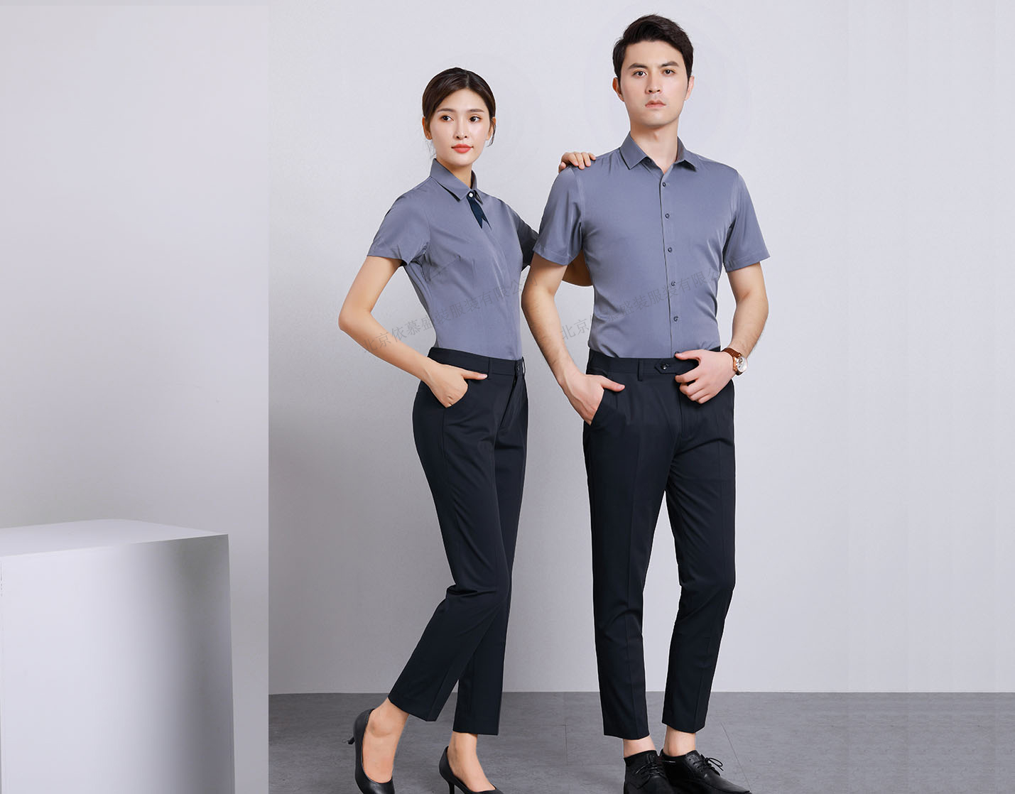 衬衫定制 时尚衬衫男女士夏季 灰色时尚衬衫