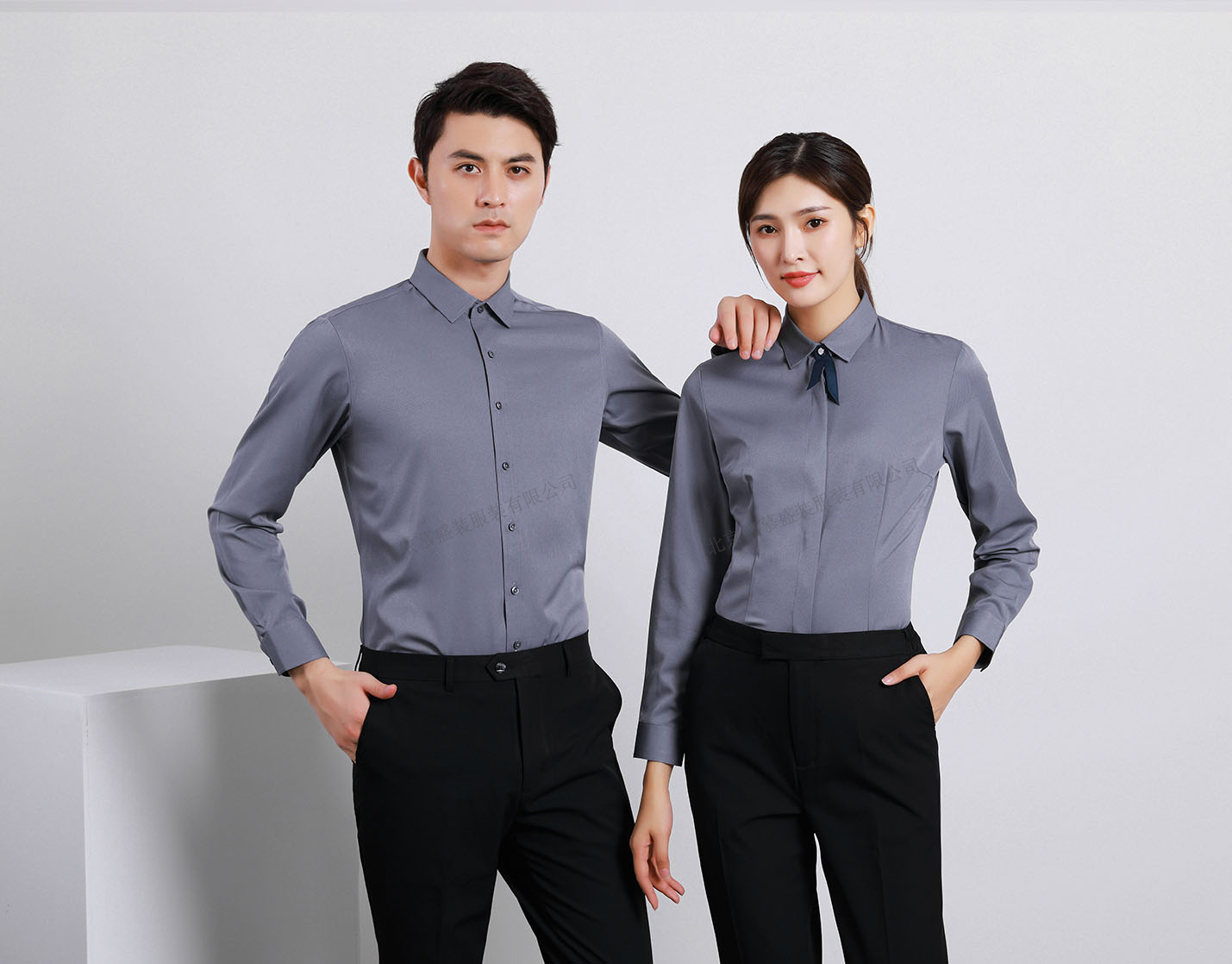 衬衫定制 时尚衬衫男女士春季 深灰色时尚衬衫
