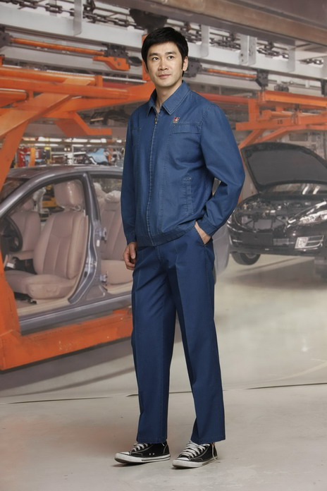 工服定制 耐磨工作服男士 深蓝色长袖工作服