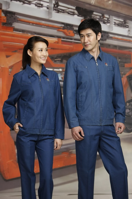 工服定制 耐磨工作服男女士 深蓝色长袖工作服