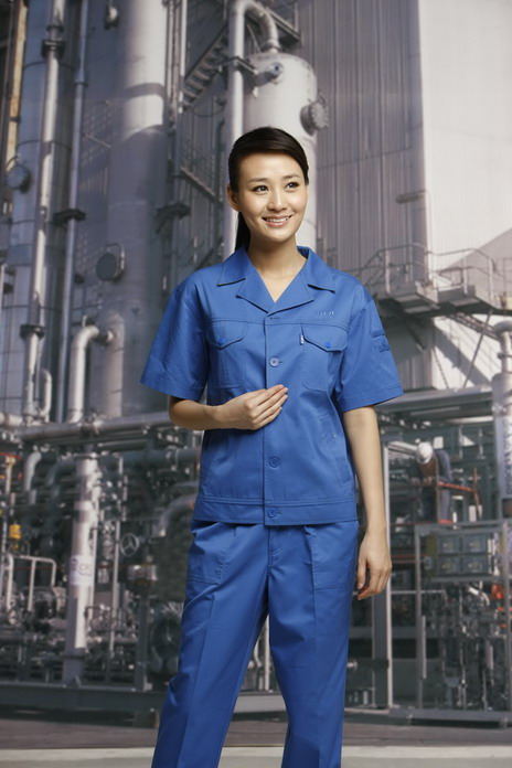 工服定制 耐磨工作服夏装女士 蓝色工作服夏装