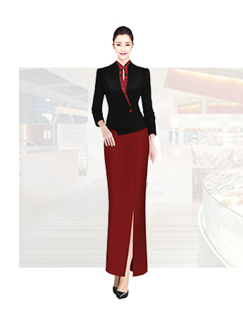 春秋季女士酒店工服印花刺绣