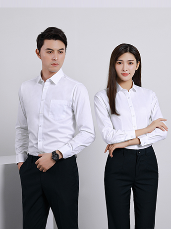 商务衬衫定制 时尚衬衫男女士春秋季 白色长袖衬衫