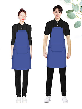 墨蓝色围裙定制印字工作服男女夏季薄款